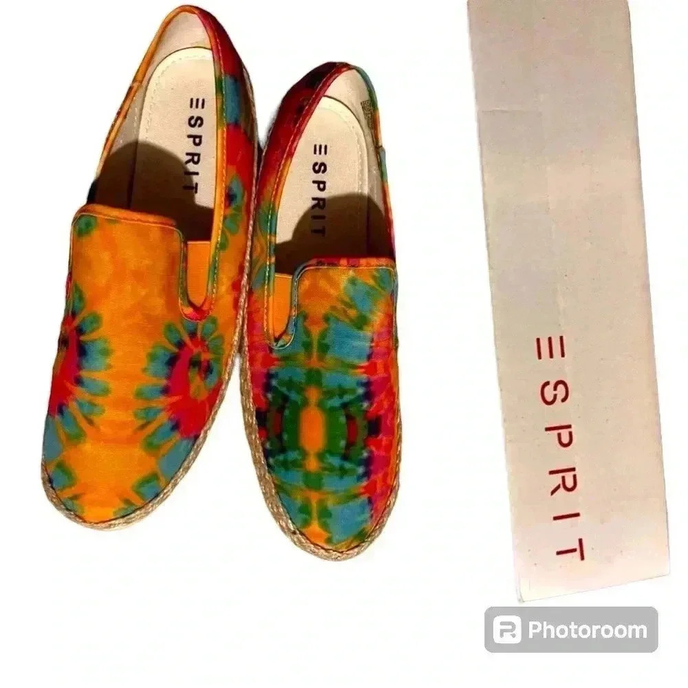 Esprit Women's Tie-Dye Slip-On Flats in Yellow, Blue, Pink, Green - Picture 4 of 6